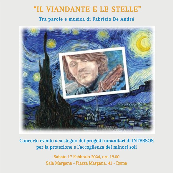 Fund Raising Concert & Event to support the INTERSOS humanitarian projects for minors. Saturday 17 February 2024, at 7 PM. At Sala Margana, in Piazza Margana 41, Rome.